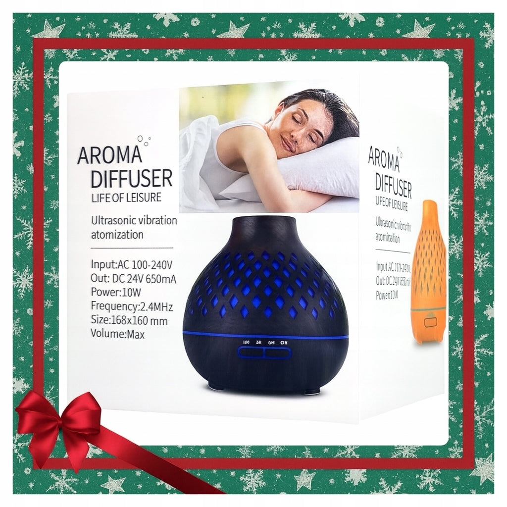 Aromatinis difuzorius ir oro drėkintuvas, šviesaus medžio imitacija, 400 ml + laikmatis