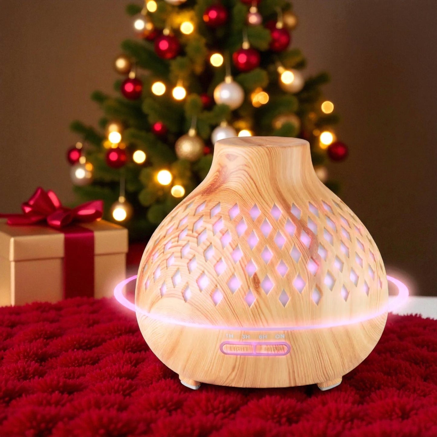 Aromatinis difuzorius ir oro drėkintuvas, šviesaus medžio imitacija, 400 ml + laikmatis