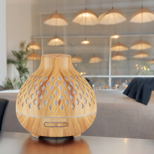 Aromatinis difuzorius ir oro drėkintuvas, šviesaus medžio imitacija, 400 ml + laikmatis