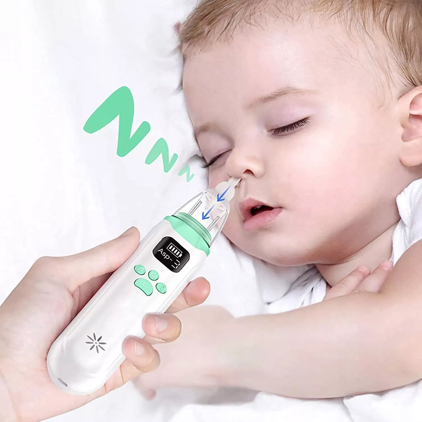 Elektroniczny aspirator do nosa dla DZIECI i DOROSŁYCH, cichy, mocny, zasilany przez USB