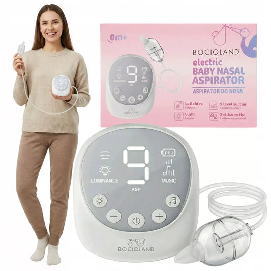 Elektryczny aspirator do nosa dla niemowląt Bocioland, cichy, z melodyjkami, 0+