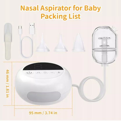 Elektroniczny aspirator do nosa dla niemowląt, cichy, z 3 końcówkami, funkcją muzyczną i 9 poziomami ssania