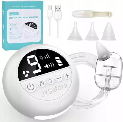 Elektroniczny aspirator do nosa dla niemowląt, cichy, z 3 końcówkami, funkcją muzyczną i 9 poziomami ssania