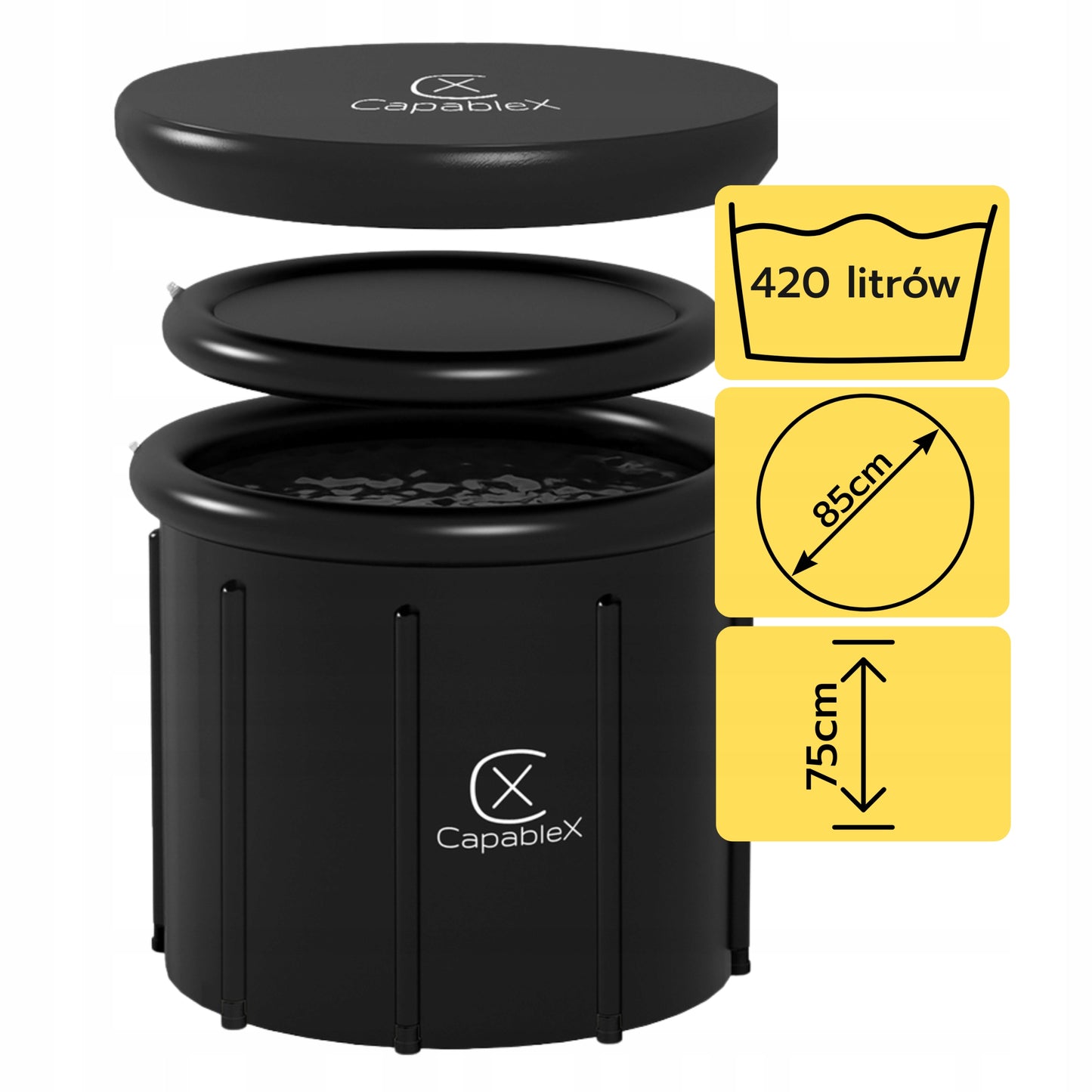 BALIA BANIA vandens vonia ledinė statinė CAPABLEX 420L dangtis 420L