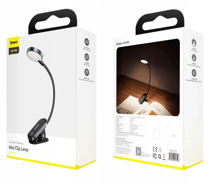 BASEUS Bela LED skaitymo lemputė su klipsu, naktinė, skirta rašomajam stalui, 24 valandų veikimo laikas