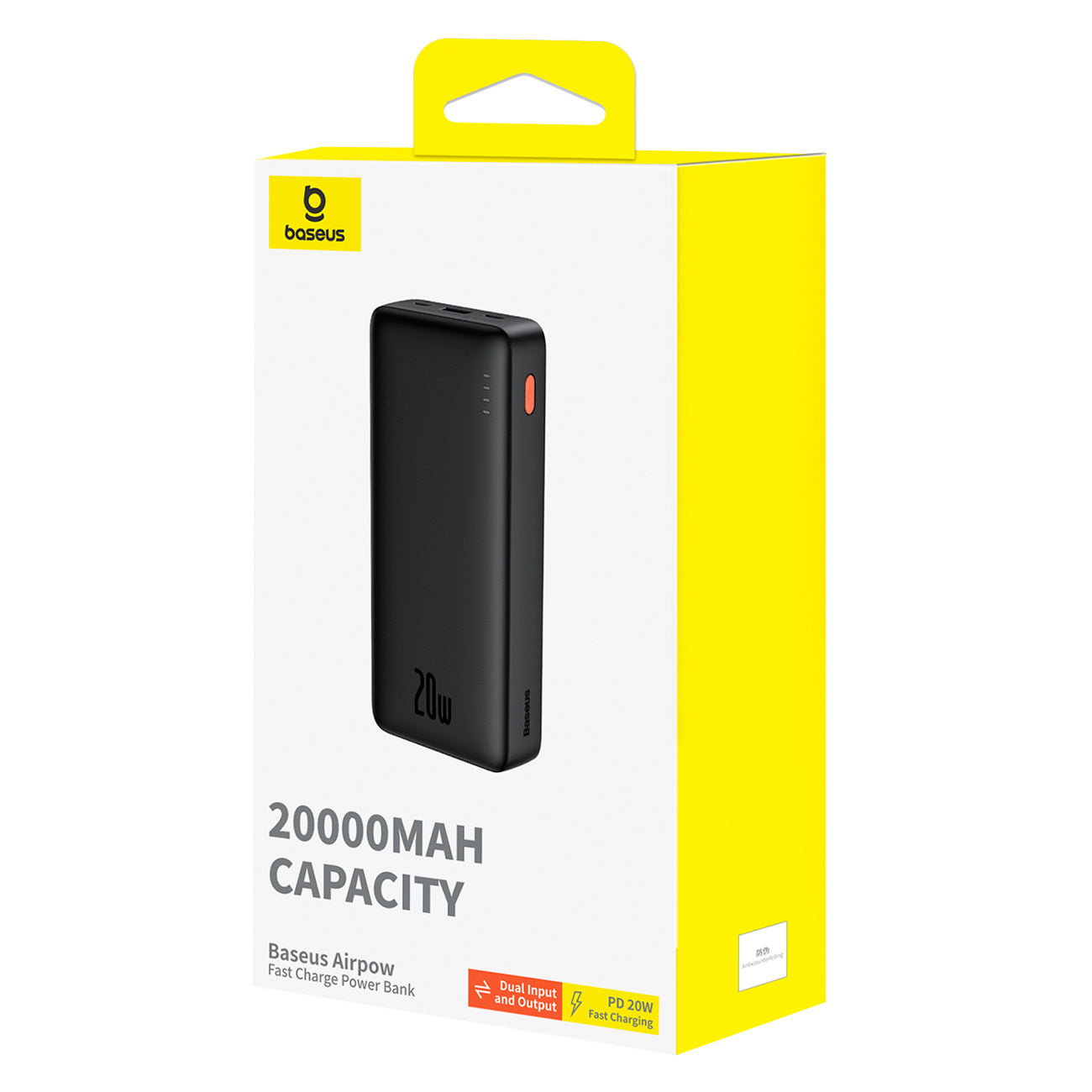 BASEUS POWER BANK 20000MAH 20W SU GREITUOJU ĮKROVIMU USB-C USB-A SU KABELIU