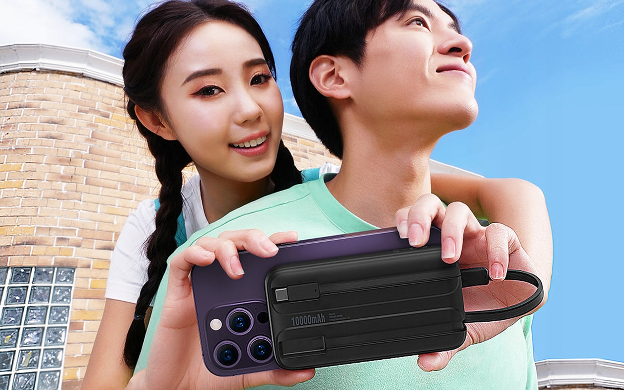 BASEUS Power bank su USB-C ir "Lightning" laidu, greitas įkrovimas 22.5W, 10000mAh