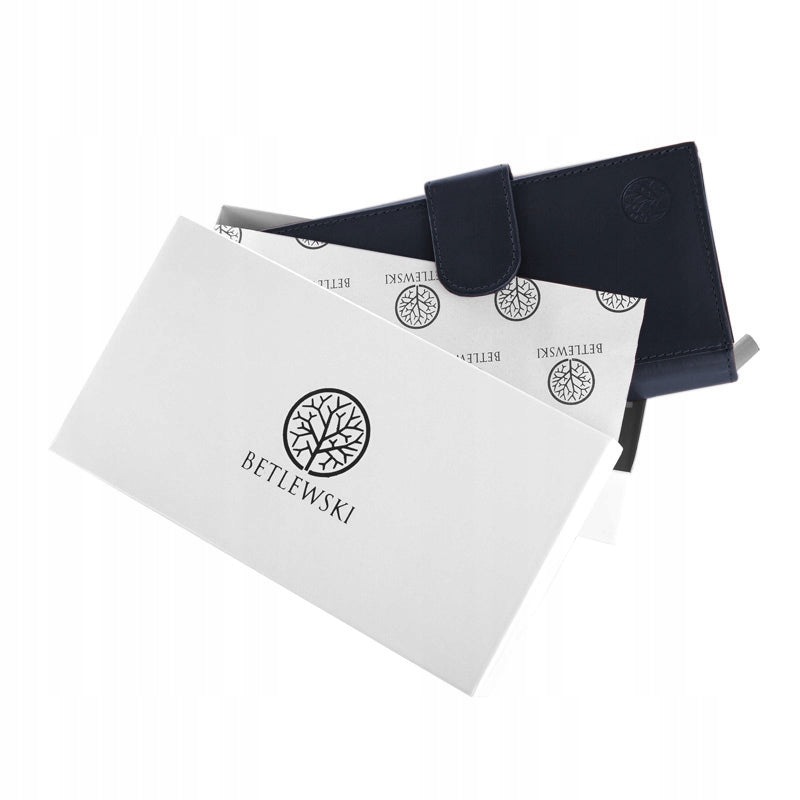 Didelė moteriška odinė piniginė su užsegimu, daug skyrelių, kortelių apsauga BETLEWSKI