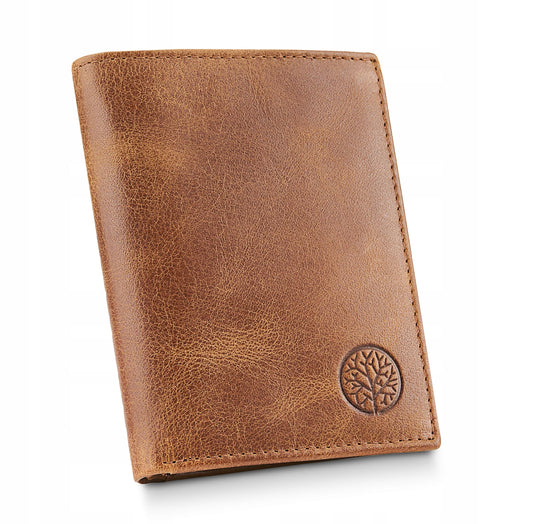 BETLEWSKI Vyriška "vintage" odinė piniginė, vertikali, elegantiška