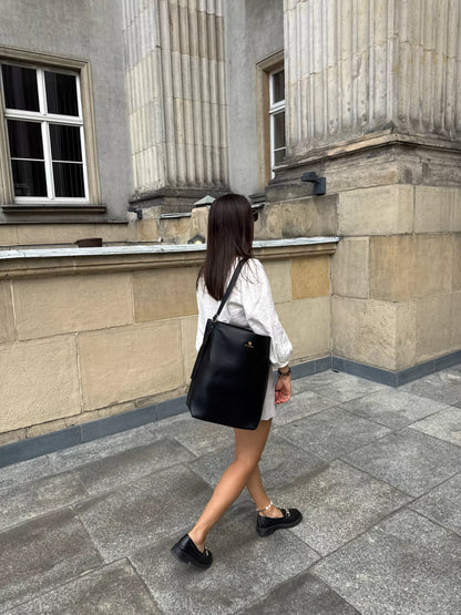 BETLEWSKI Didelė moteriška rankinė-pirkinukė, talpi, patogi, odinė