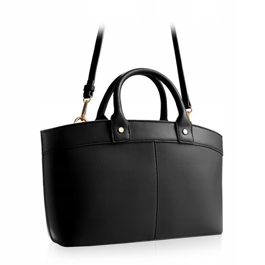 BETLEWSKI klasikinė moteriška rankinė ant peties ekologiška oda juoda