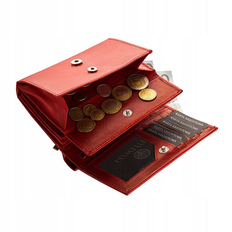 Maža odinė moteriška piniginė kortelėms ir dokumentams, supakuota dėžutėje dovanai Betlewski