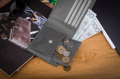 Betlewski odinė piniginė vyriška maža plona slim RFID kelnių kišenei