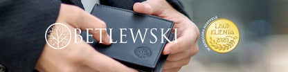 Betlewski odinė piniginė vyriška maža plona slim RFID kelnių kišenei