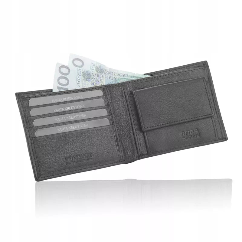 Betlewski odinė piniginė vyriška maža plona slim RFID kelnių kišenei