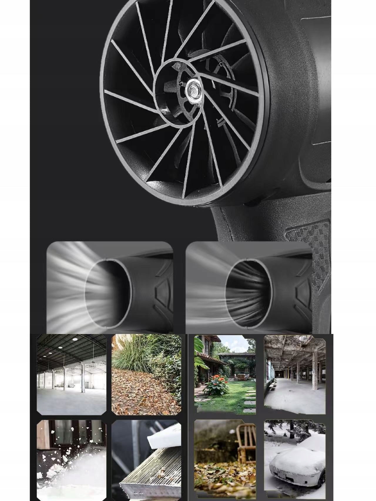 Belaidis akumuliatorinis lapų pūstuvas, turbokompresorius