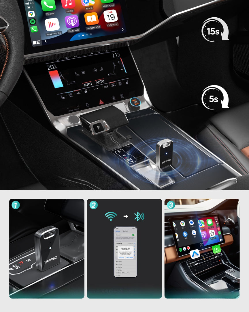 Belaidis Automobilinis Adapteris USB Android Auto Apple CarPlay OTTOCAST