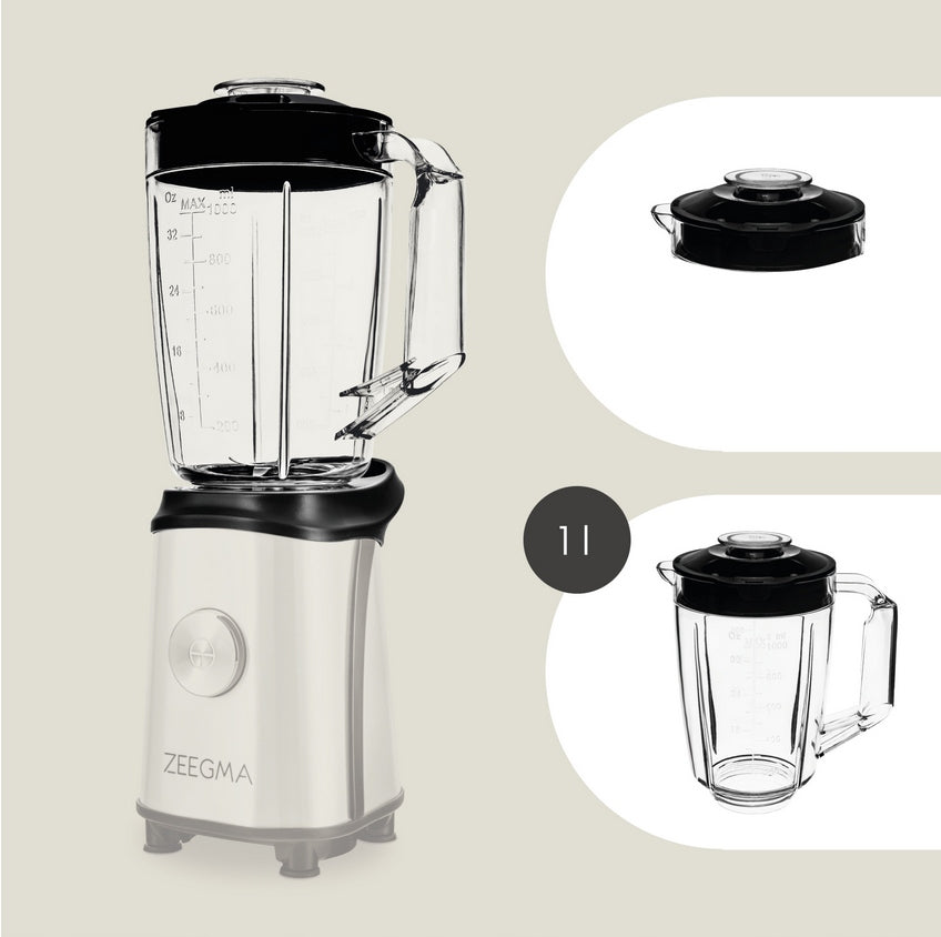 Stiklinis blenderis, kavos malūnėlis, 4in1 mikseris 1050W ZEEGMA
