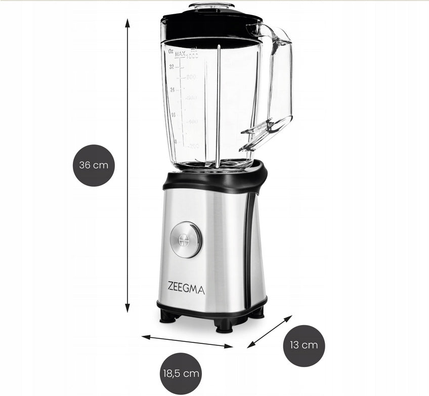 Stiklinis blenderis, kavos malūnėlis, 4in1 mikseris 1050W ZEEGMA