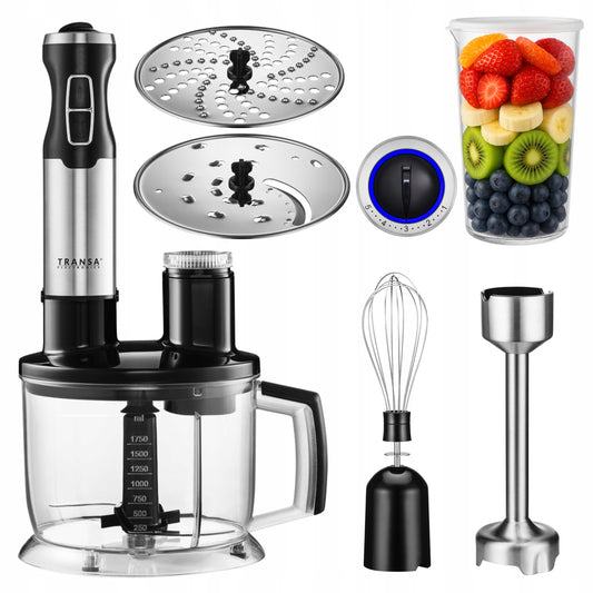 Daugiafunkcis rankinis smulkintuvas 4in1 rinkinys, virtuvės kombainas, 5 greičio pakopos, galingas 1500W