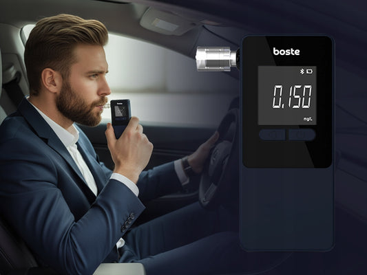 BOSTE Profesionalus Elektrocheminis Alkotesteris Tikslus su Antgaliais ir Programėle