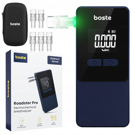 BOSTE Profesionalus Elektrocheminis Alkotesteris Tikslus su Antgaliais ir Programėle