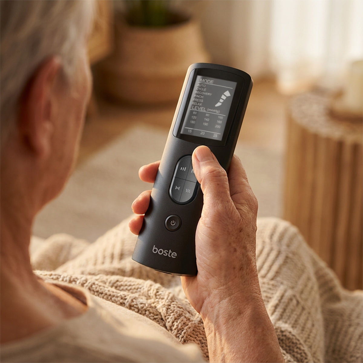 BOSTE DRENAŽAS KOJŲ LIMFOMASAŽINĖ PRIEMONĖ 6 KAMERŲ KOJINĖMS SU ŠILDYMU PRESOTERAPIJA