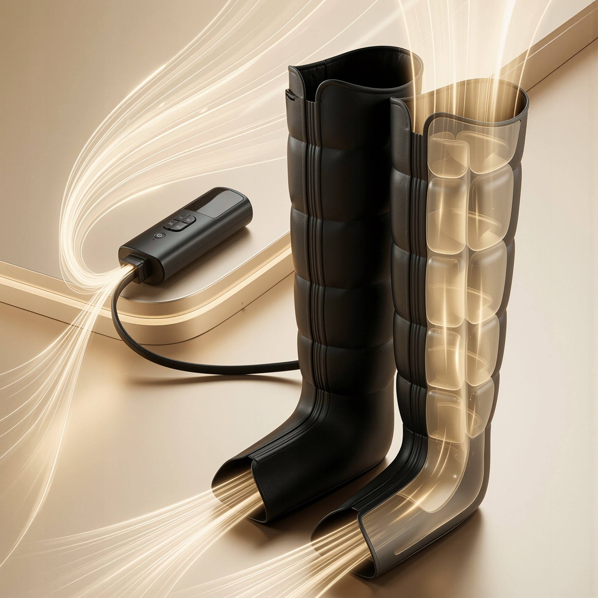 BOSTE DRENAŽAS KOJŲ LIMFOMASAŽINĖ PRIEMONĖ 6 KAMERŲ KOJINĖMS SU ŠILDYMU PRESOTERAPIJA