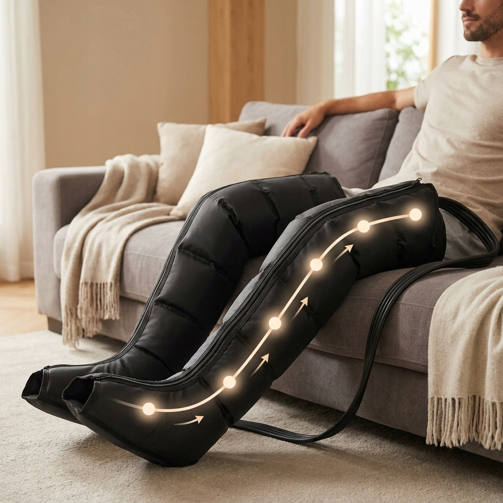 BOSTE DRENAŽAS KOJŲ LIMFOMASAŽINĖ PRIEMONĖ 6 KAMERŲ KOJINĖMS SU ŠILDYMU PRESOTERAPIJA