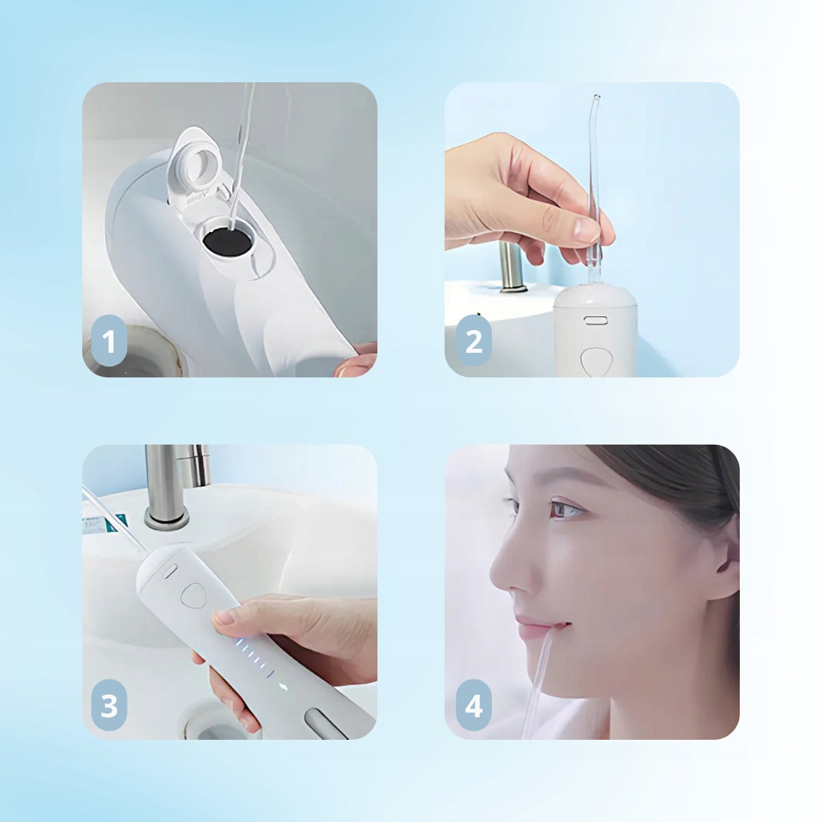 BOSTE Belaidis Galingas Burnos Irigatorius 6 Režimai 4 Antgaliai