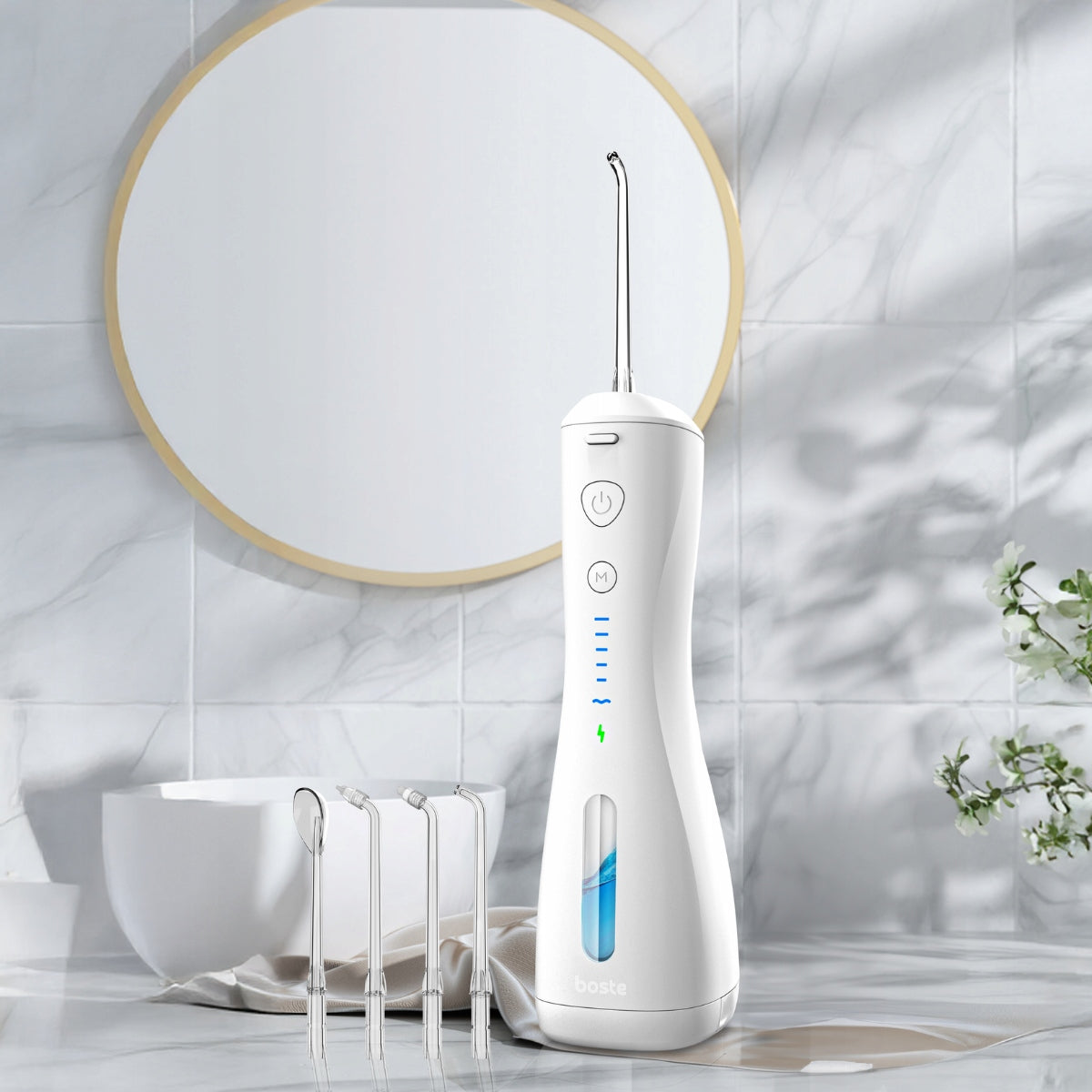 BOSTE Belaidis Galingas Burnos Irigatorius 6 Režimai 4 Antgaliai