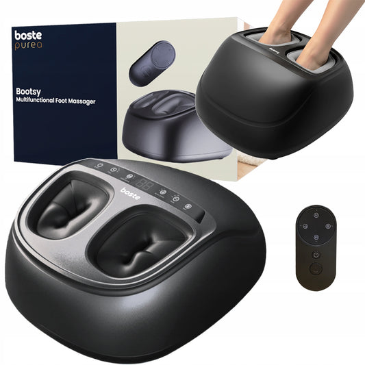 Pėdų ir kojų masažuoklis su šildymu, minkymu ir ritinėjimu, 3 funkcijos viename, 3 režimai, su pulteliu BOSTE