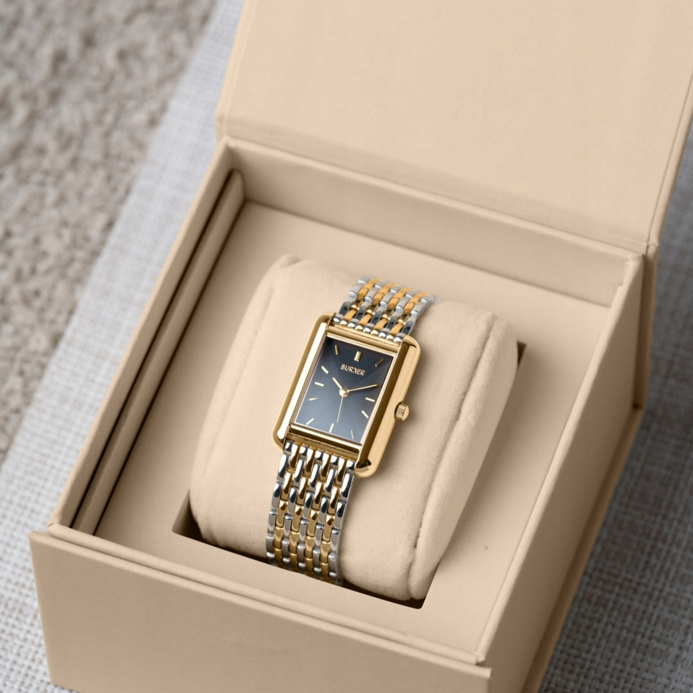 BURKER Moteriškas laikrodis - Grandininė apyrankė - Olivia Juodas auksas Sidabras