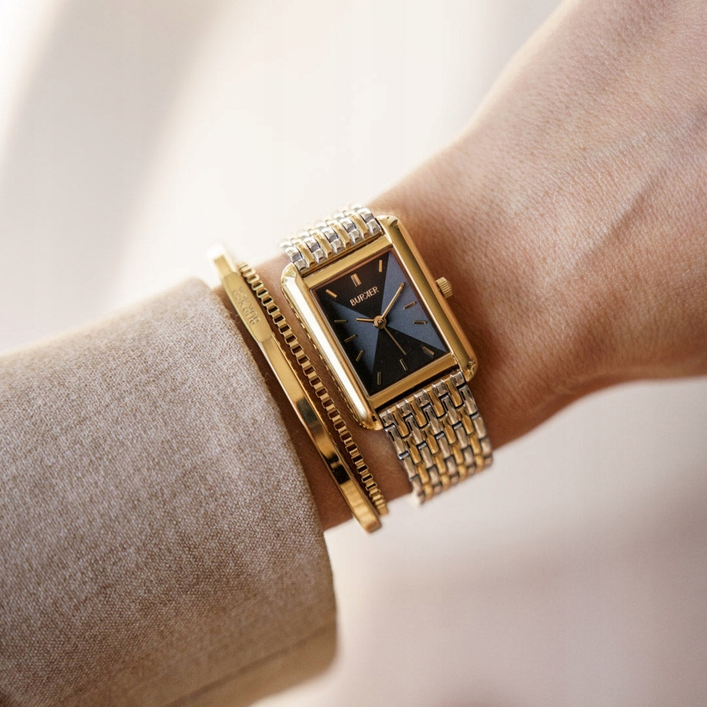 BURKER Moteriškas laikrodis - Grandininė apyrankė - Olivia Juodas auksas Sidabras