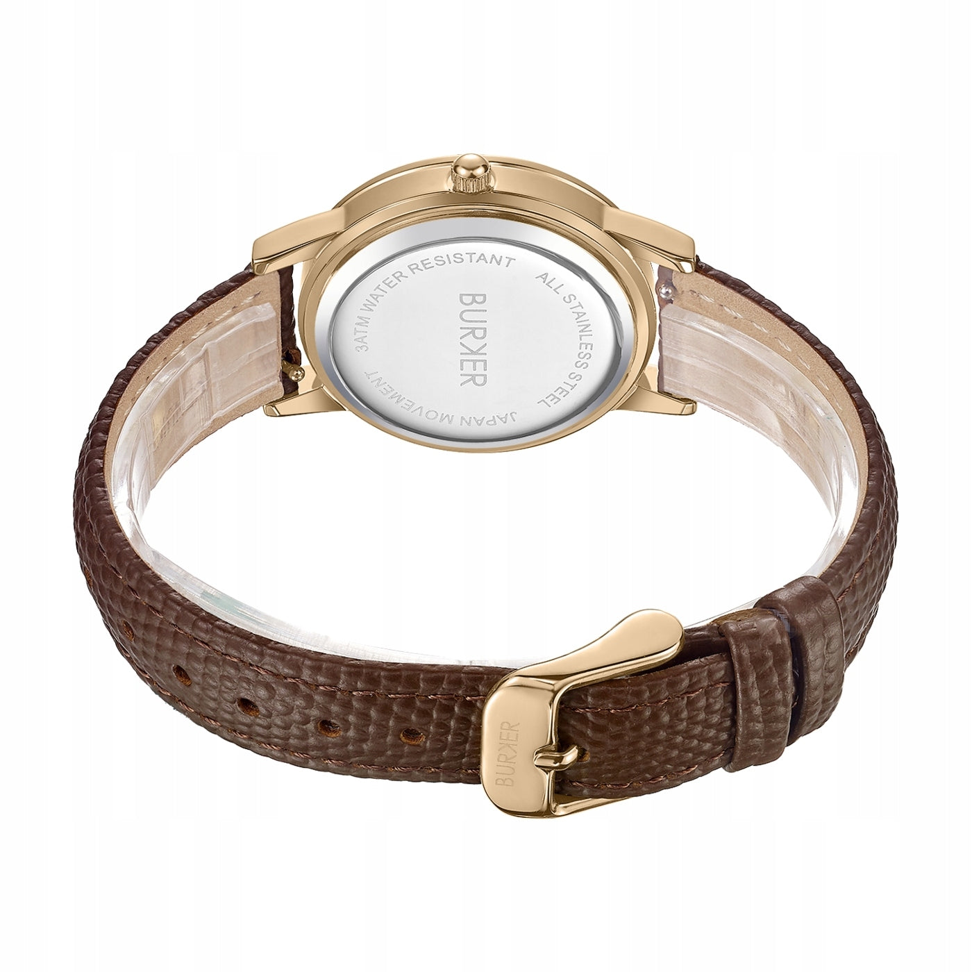 BURKER Moteriškas laikrodis - Odinis dirželis - Amy Aukso rudos spalvos oda