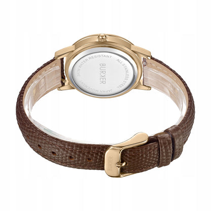 BURKER Moteriškas laikrodis - Odinis dirželis - Amy Aukso rudos spalvos oda