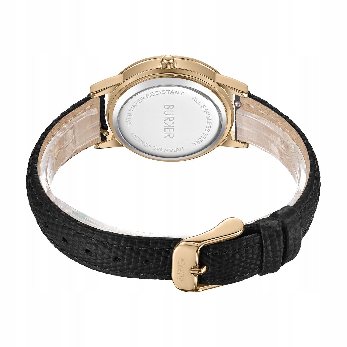 BURKER Moteriškas laikrodis - Odinis dirželis - Amy Aukso ir juodos spalvos oda