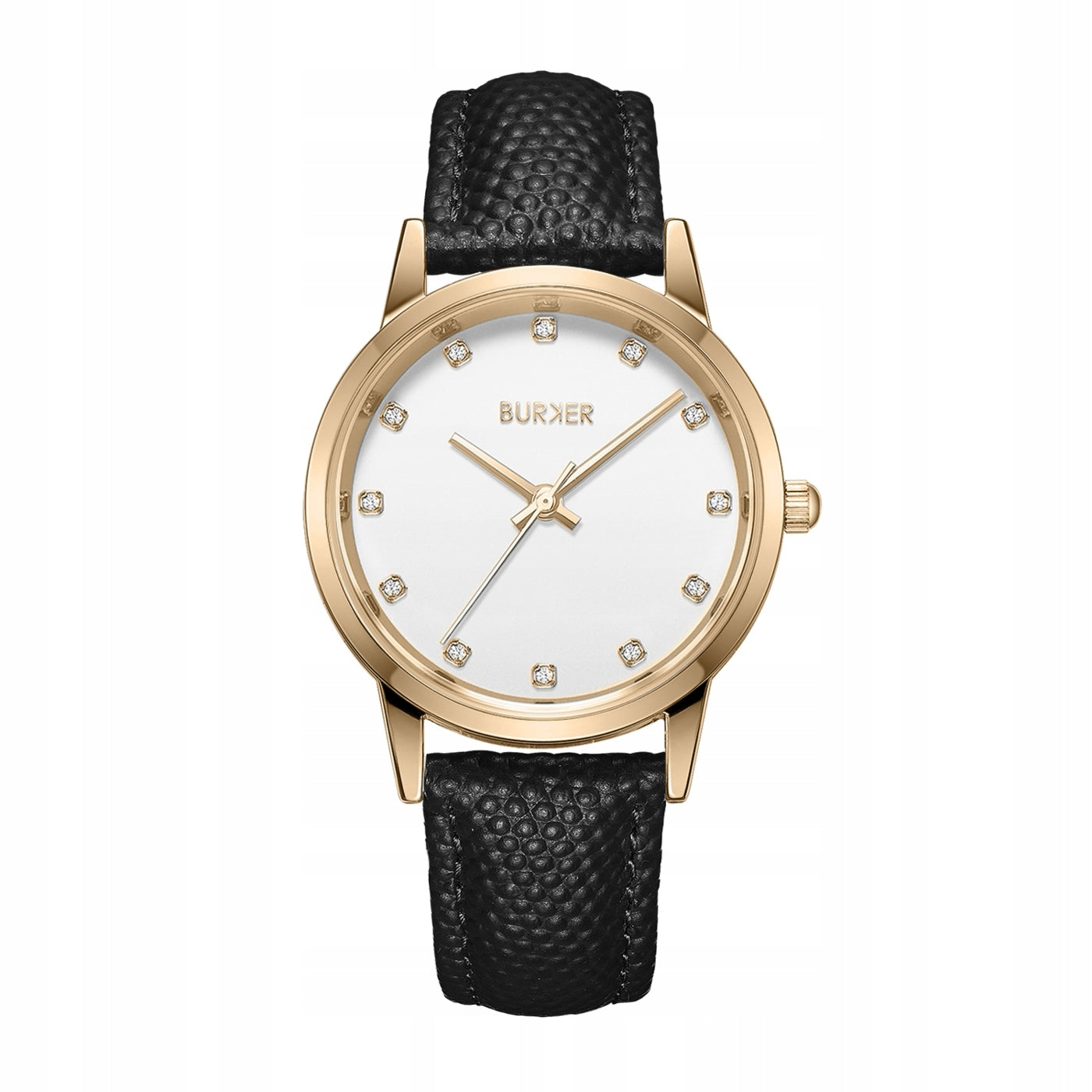 BURKER Moteriškas laikrodis - Odinis dirželis - Amy Aukso ir juodos spalvos oda