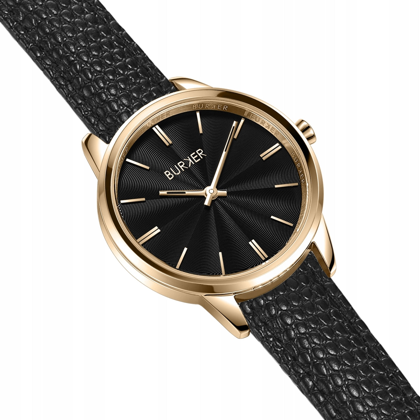 BURKER Moteriškas laikrodis Emily - Odinis dirželis - Auksinė-juoda oda