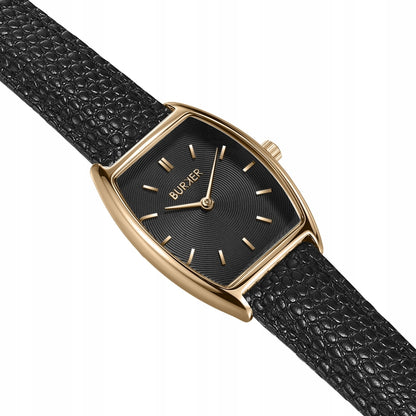 BURKER Moteriškas laikrodis - Odinis dirželis - Grace Aukso ir juodos odos