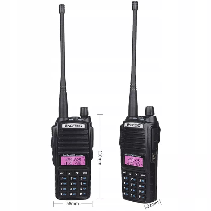 Baofeng UV-82 HTQ USB-C 2800mAh TRUMPLIŪNAS RADIOTELEFONAS RADEJO STOTELĖ WALKIE TALKIE