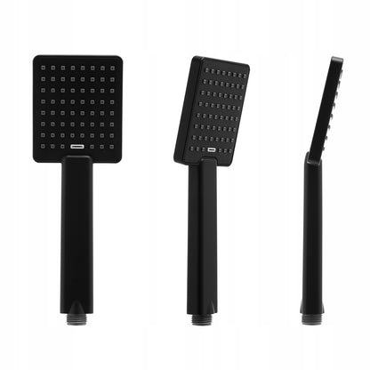 Sieninis juodas vonios ir dušo maišytuvas su lietaus galvute, rankinio dušo galvute ir žarna