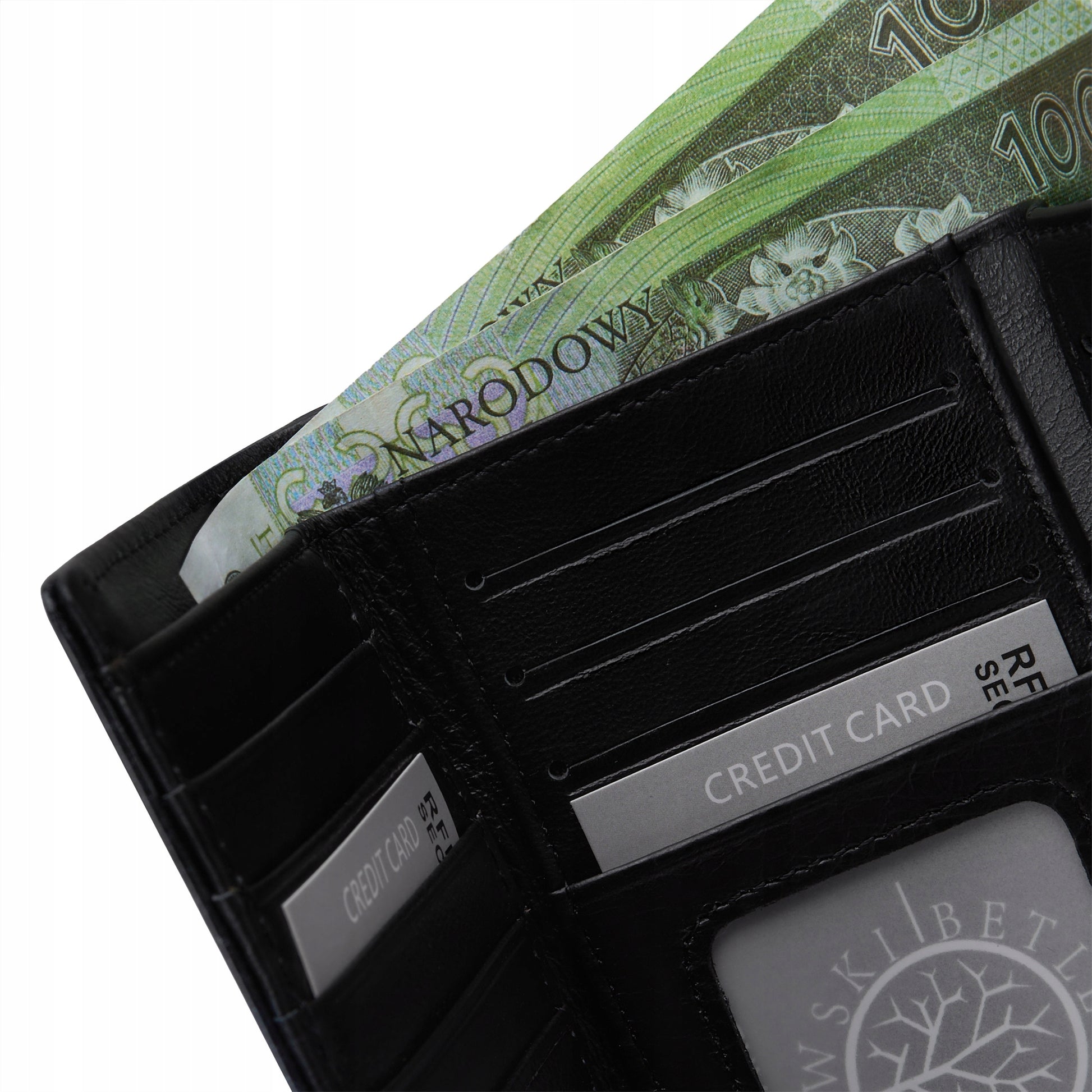 Elegantiška moteriška odinė lakuota piniginė su monetų skyriumi, Betlewski