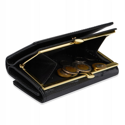 Elegantiška moteriška odinė lakuota piniginė su monetų skyriumi, Betlewski