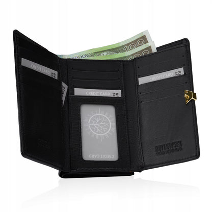 Elegantiška moteriška odinė lakuota piniginė su monetų skyriumi, Betlewski