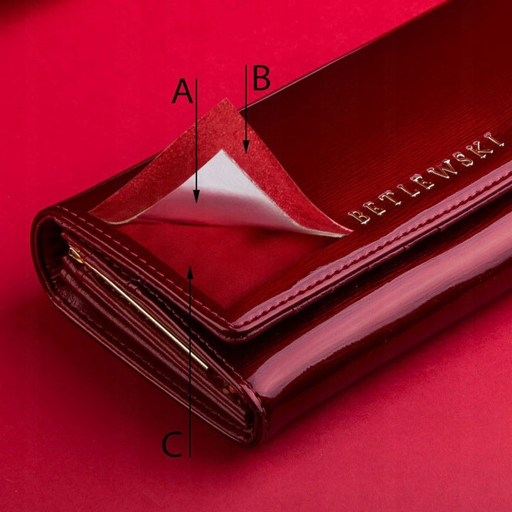 Elegantiška moteriška odinė lakuota piniginė su monetų skyriumi, Betlewski