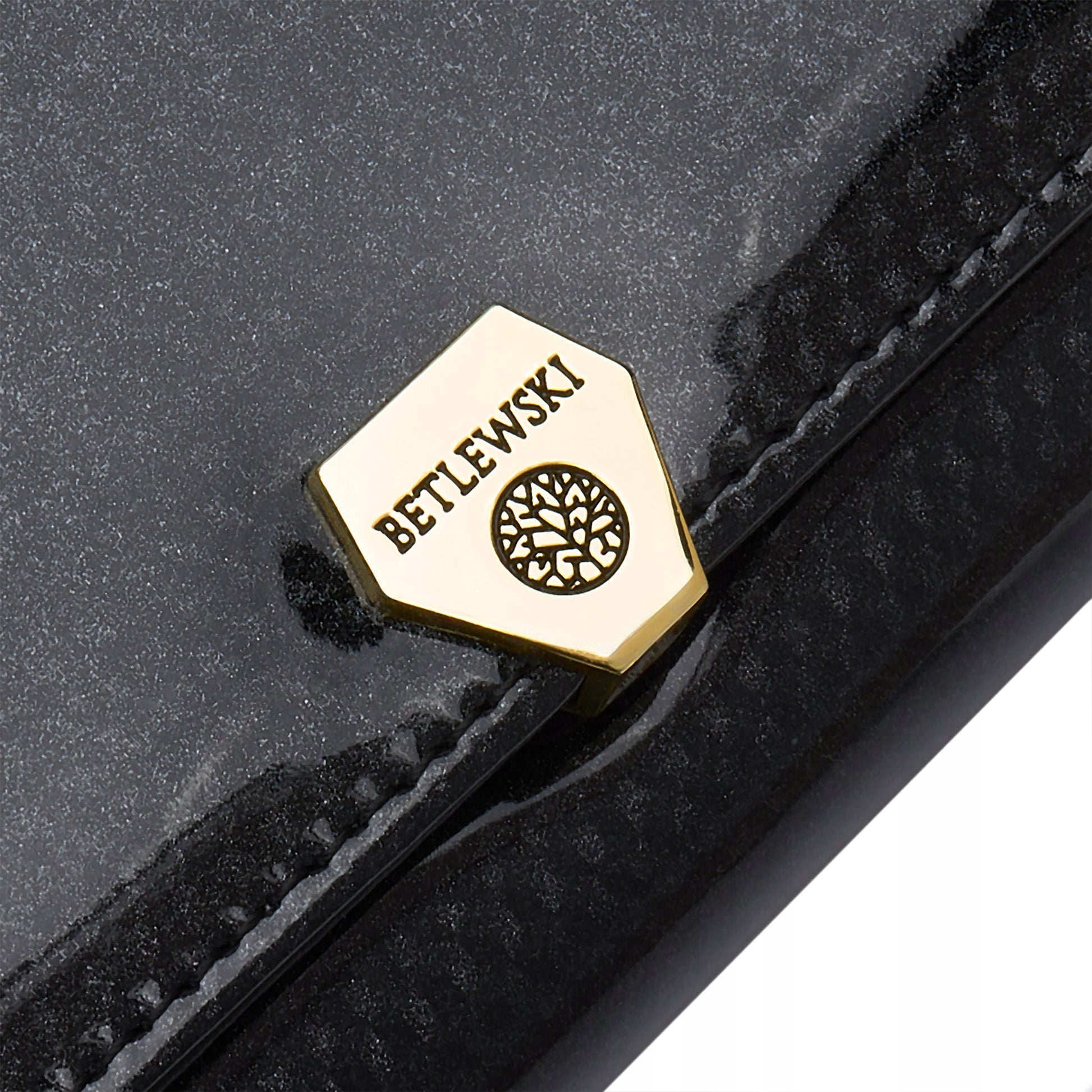 Elegantiška moteriška odinė lakuota piniginė su monetų skyriumi, Betlewski