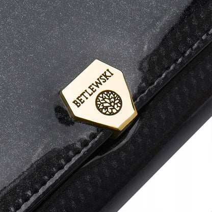 Elegantiška moteriška odinė lakuota piniginė su monetų skyriumi, Betlewski