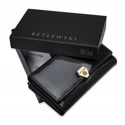 Elegantiška moteriška odinė lakuota piniginė su monetų skyriumi, Betlewski