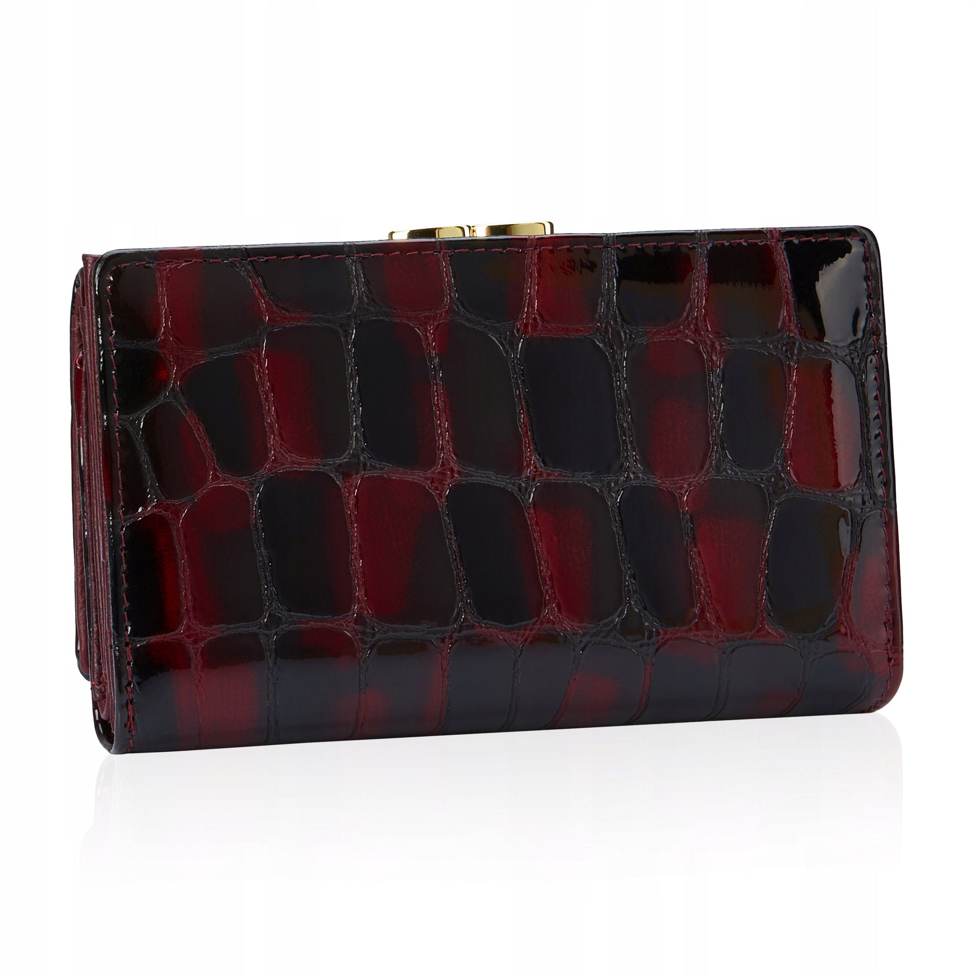 Stilinga lakuota odinė moteriška piniginė su monetų užsegimu Betlewski